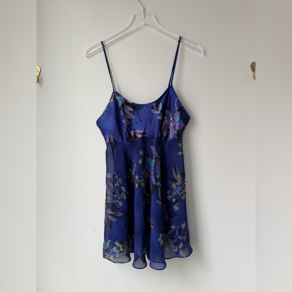 Vintage purple floral sheer slip dress